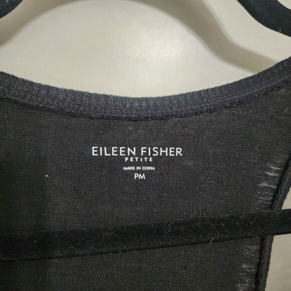 Eileen Fisher tank top black 100% linen tank Mp minimalist Capsule wardrobe - Picture 3 of 4